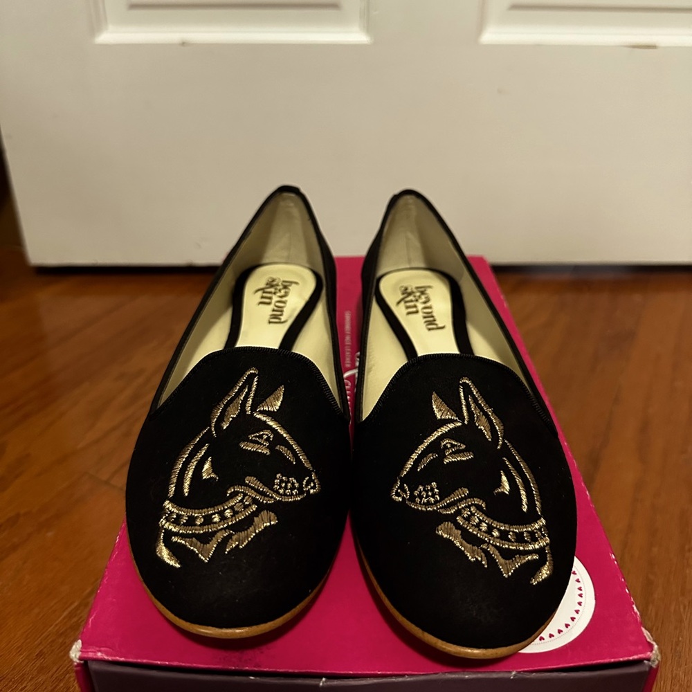 Black and Gold Women's Loafers